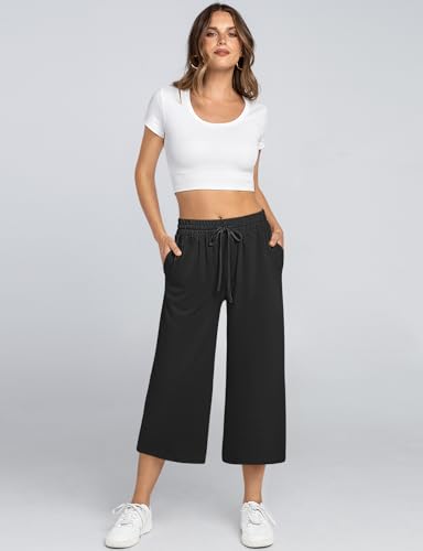 Tarse TARSE32-2154 Women'S Summer High Waisted Capri Pants Plus Size Casual Sport Activewear Capris Sweatpants Loose Fit （Black,4Xl） thumb #3