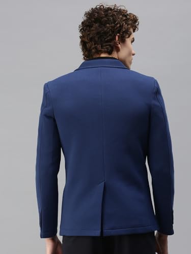 Image of SHOWOFFFF Men Solid Single Breasted Casual Blazer | Notched Lapel Full Sleeves Cotton Blazer for Mens | Slim Fit Regular Length Blazer for Men's