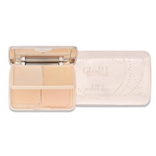 Image of Glam21 Natural Oil-Control 3-in-1 Compact Powder| Long Lasting for Makeup Matte Finish with Vitamin-E| All Skin Type Medium - 02 (Light - 01)