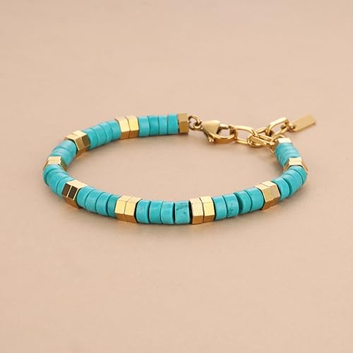Pulsera de cuentas de turquesa sintética para hombre miniatura 5