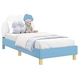 Nqyjm Kinderbettgestell mit Kopfteil mit Kopfteil Blau 80 x 160 cm PU Bettgestell mit Kopfteil,Einfache Montage,für Schlafzimmer,Gästezimmer und Kinderzimmer