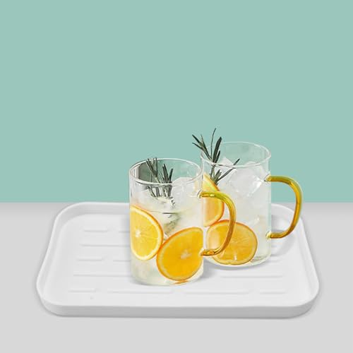 Mumusuki Silicone Dish Drying Mat with Raised Edges, Prevent Slip Drain Tray, Save Space, Keep Kitchen Organized (White) - Image 3