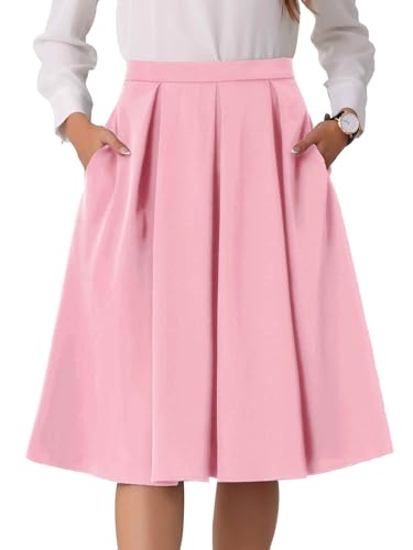 Allegra K High Waist A-Line Midi Skirt for Women's Flare