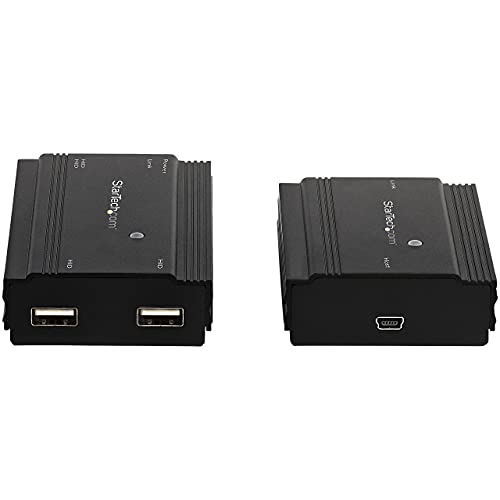 Image of StarTech 4-Port USB 2.0 Extender Hub, 330ft, Metal Housing, 480Mbps, TAA | Over Single CAT5e /CAT6 Ethernet Cable (RJ45), USB Extender Hub Adapter Kit, Externally Powered, USB2004EXT100