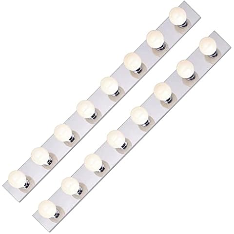 DYSMIO Lighting Eight Light Vanity Strip - Hollywood Style Mirror Fixture with Chrome Plates – Salon-Grade Accessories for Bedroom, Bathroom, Dressing Room, Makeup Studio - 48" 8 Light 2 Pack Cover