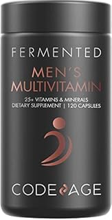 Codeage Men’s Daily Multivitamin, 25+ Vitamins & Minerals, Fermented, Organic Whole Foods, Probiotics Supplement - Vitamin A, Vitamin B, Vitamins C, D, E & K, Omega 3, Zinc - Vegan - 120 Capsules