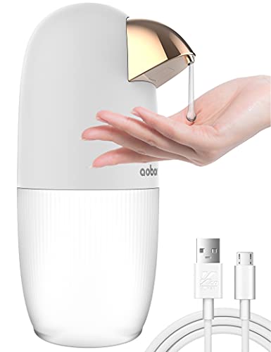 [Upgraded] AOBOR Automatic Soap Dispenser for Bathroom Kitchen, 400ml 14Oz Hands-Free Touchless Soap Dispenser, USB Rechargeable, electrostatic Sensor, 2 Level Adjustable Liquid Volume (Rose Gold)