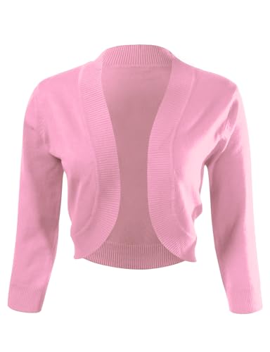 Image of Allsense Women's 3 /4 Sleeve Bolero Shrug for Dresses | Open Front Cropped Cardigan, Lightweight Knit Dress Cover Up