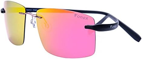 FONEX Rimless Polarized Sunglasses Titanium TR90 Men Women Brand Designer Square Ultralight Eyewear (2, 59)