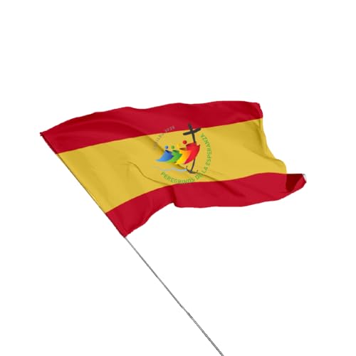 Bandera España personalizada Jubileo Roma 2025. Bandera España con logo del Jubileo Roma 2025. Personaliza la bandera de España del Jubileo