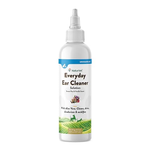 Image of NaturVet Everyday Ear Cleansing Solution with Sweet Pea & Vanilla Scent for Dogs & Cats 8 oz