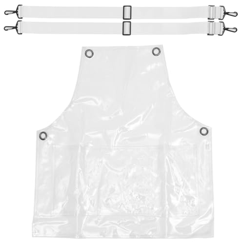 SOLUSTRE Transparent Plastic Apron Waterproof Hair Stylist Apron Adjustable Barber Apron Painting Apron Hair Salon Work Apron for Barber Nail Stylist Dog Grooming Cleaning Accessories