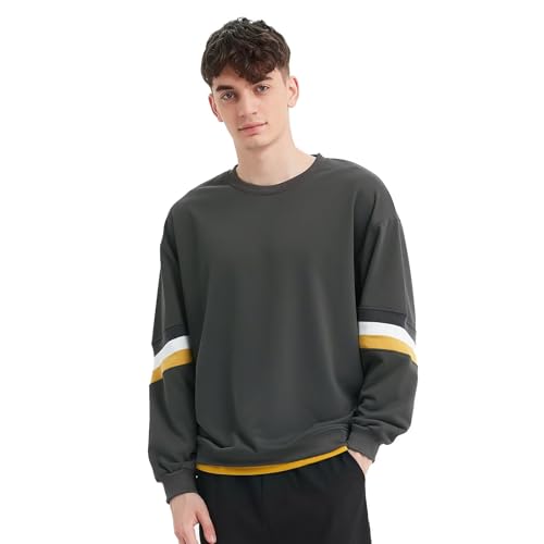 [Sillictor] トレーナー メンズ スウェットシャツ クルーネック ゆったり 長袖 大きいサイズ カジュアル Overサイズ 秋服 DB613gr-XL（日本サイズM）