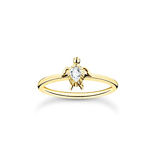 THOMAS SABO Damen Ring Schildkröte Gold 925 Sterlingsilber, 750 Gelbgold Vergoldung TR2401-414-14