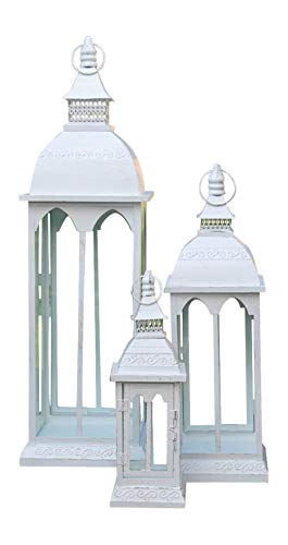 Grafelstein - Juego de 3 faroles BJORDAL en Color Blanco Crema, de Metal, con Maravillosos Ribetes