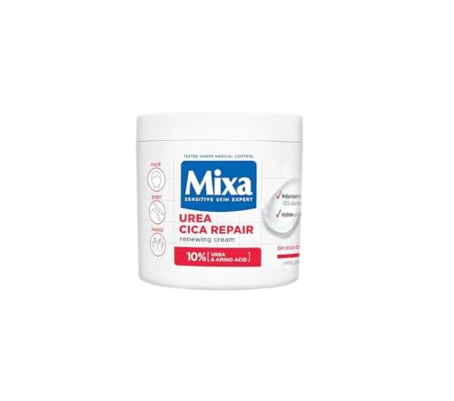 Mixa Body Cream Urea Cica Repair Renewing Cream Body Moisturiser for Dry Rough Bumpy Skin with 10% Urea and Niacinamide Hypoallergenic Up To 100H Hydration 400ml