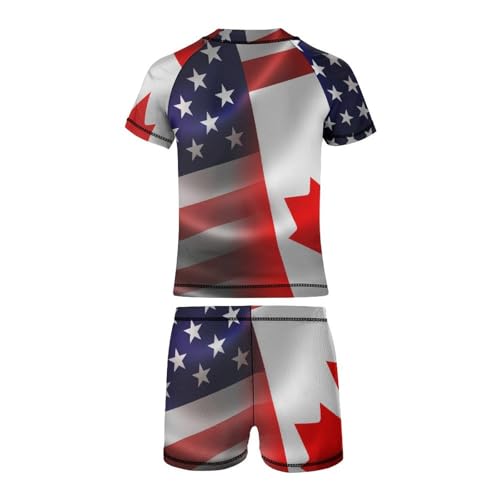 US Canada FlagChildren's Casual Swimsuit Set - Simple and Versatile8-10Y（130cm）3