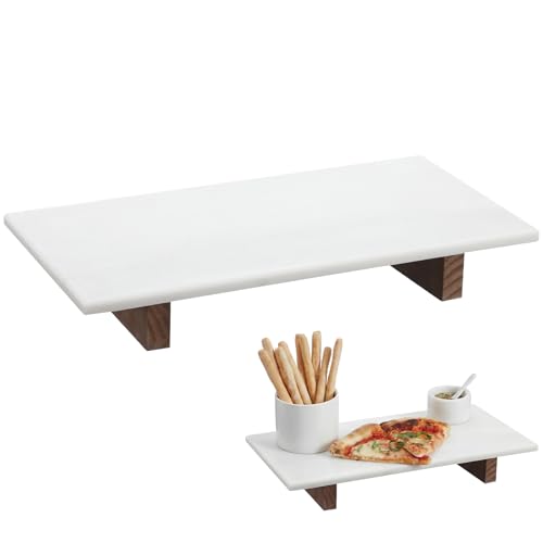 Tabla para cortar de mármol rectangular con base de madera miniatura 1