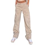Cargo Pants Women High Waist, Baggy Cargo Jeans with Pocket Baggy Jogger Relaxed Y2K Pants Fashion Jeans X-Large