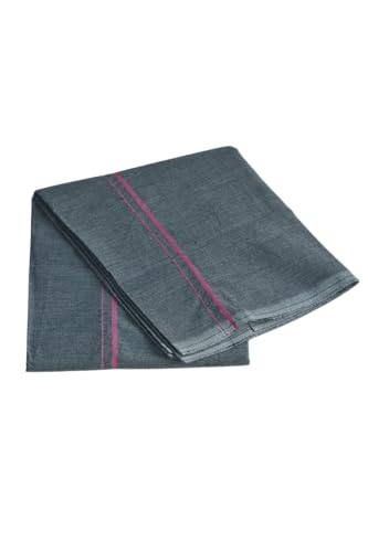 Image of Pure Cotton Dhoti for Men (1.28 x 1.87 m) | Solid Panchalu with Varied Small Color Border | Kerala Cotton Veshti, Khadi Dhoti | Lightweight Pooja & Temple Wear