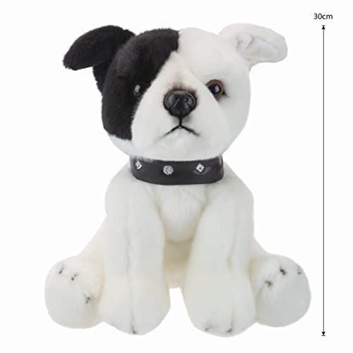 PMS VFM – Staffordshire Plüschtier Weißer Staffordshire Bull Terrier Hund 30 cm weiches Spielzeug – super Flauschige, luxuriöse lebensechte Stofftier-Teddy – Natural World Collection