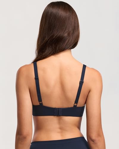Image of DOBREVA Women's Unlined Balconette Bra Underwire Supportive Plus Size Smooth Scoop Neck
