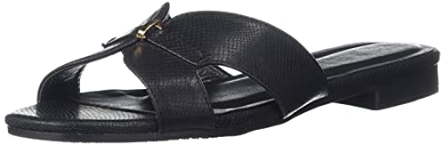 Image of shoexpress Women Black Solid Pu Open Toe Flats Sandal