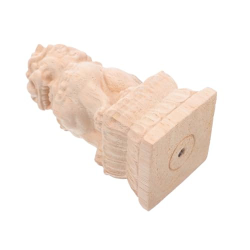 Embout de Poteau Lion en Bois Décoration de Pont Feng Shui pour Terrasse et Aménagement Extérieur