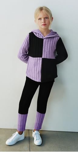 Image of Toddler Kid Girls Clothes Ribbed Color Block Long Sleeve Hoodie Sweatsuit Set Fall Outfits