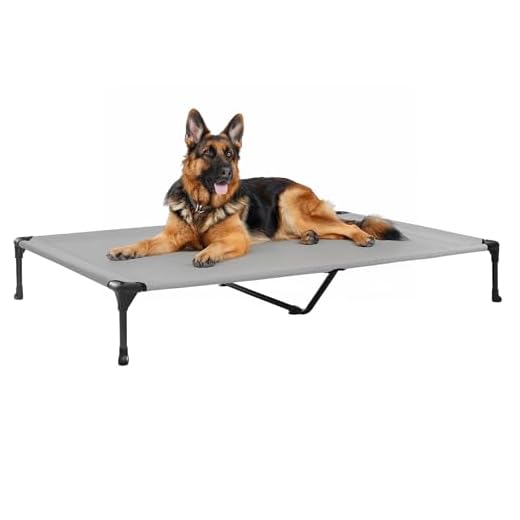 TE-Trend Hundekorb Hundebett Comfort Hundebox Welpen Körbchen Transport Dog Bed Braun Beige 36x31cm Trageschlaufen 3 Veehoo Kühl Erhöhte Hundebett, Hundeliege Outdoor für Klein, Mittelgroße, Grosse Hunde, aus Waschbar & Dauerhaft Textilene Netzstoff, XL, Grau
