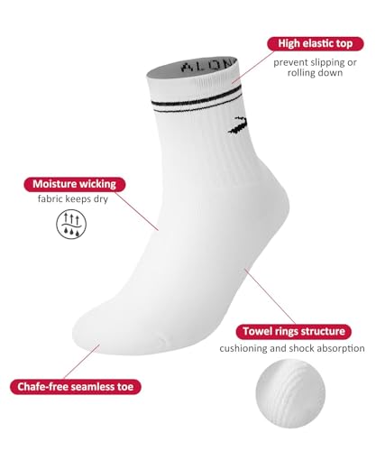 Image of ALONG FIT 3 /5 Crew Socks Whole Foot Cushioned Cotton Vintage Soft Sport Socks for Men and Women