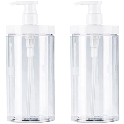 シャンプーボトル 2個セット 1000ml 大容量 シャワージェルボトル プッシュ型 詰め替えボトル クリア 広口 浴室 家族用