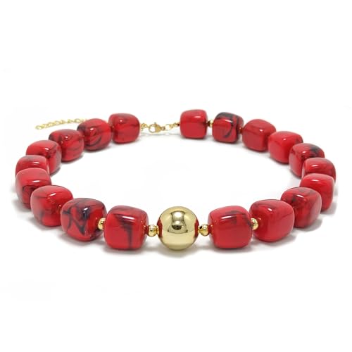 Collier ras du cou coloré femme perles carrées acrylique réglable bijoux été bohème