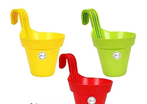 Antier Railing/Hanging Gamla/Planter Smart Way to Hang in Balcony Garden Smart Railing Planter (Set of 3 Plastic Planter)