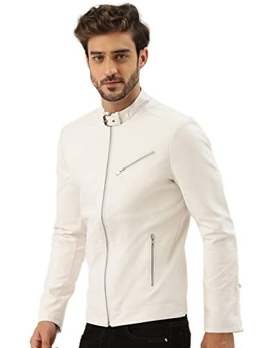 Image of Leather Retail Men Solid Jacket