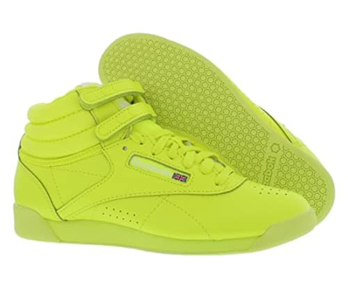 Reebok Women's Freestyle Hi High Top Sneaker, Solar Acid Yellow/Solar Acid Yellow-Footwear White, 6 M4