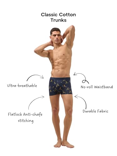 Image of Bummer Men's Premium Cotton Underwear | Fine Combed Cotton with Elastane for Stretch | Ultra Breathable Innerwear | Soft Fabric & No-Roll Waistband | Printed Trunks & Inner Combo for Men