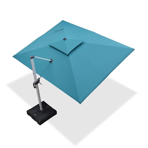 PURPLE LEAF 9' X 12' Patio Umbrella Outdoor Rectangle Umbrella Large Cantilever Umbrella Windproof Offset Heavy Duty Sun for Garden Deck Pool Patio, Turquoise Blue