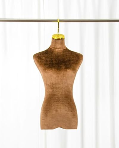 Maniqui Maniquí Colgante Medio Cuerpo, Forma de Vestido de Novia con Ganchos de Metal, Maniquí Elegante de Mujer con Funda de Terciopelo, Maniquí de Costura Sastres Maniquí ( Color : Brown , Size : Sh