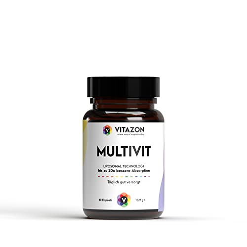 VITAZON Liposomales Multivit (30 Kapseln) • Wichtige Vitamine & Mineralstoffe • All in One Multivitamin + Multimineral Komplex • Ohne Zusätze • Vegetarisch Cover