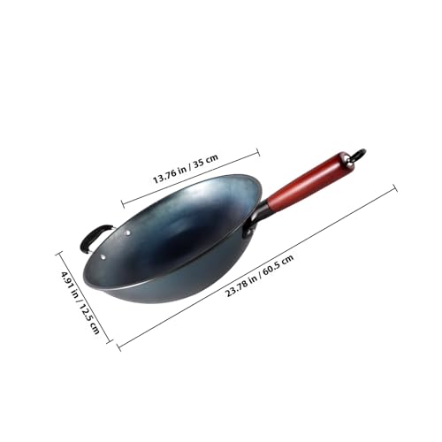 Wok pequeño de hierro con mango de madera 34 cm miniatura 2