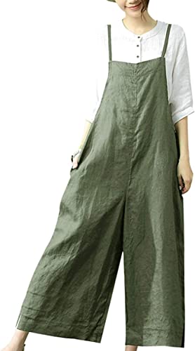 YESNO Women Casual Loose Long Bib Pants Wide Leg...