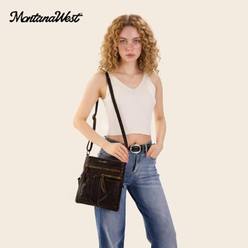 Image of Montana West Crossbody Bag for Women Multi Pocket Shoulder Medium Travel Purses Ultra Soft Washed Leather