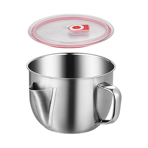Salsa separadora de grasa - Colador de grasa de metal | Herramienta de de cocina | de proceso de filtración de separación de exceso de líquido, diseño de recipiente de control de vertid