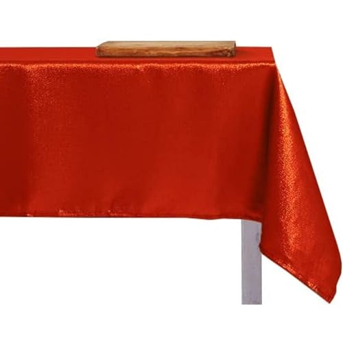 IL BOTTEGONE Tovaglia Antimacchia Rotonda Natalizia Tessuto Brillantini con Lurex Resistente Alle Macchie (Rosso/Glitter, Rotonda 160 cm)