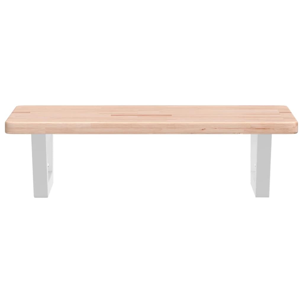 Piano per lavabo, 60 x 40 cm, in legno massello di rovere con | Effetto fluttuante per il tuo bagno: consolle salvaspazio in legno di quercia con portasciugamani in acciaio bianco integrato