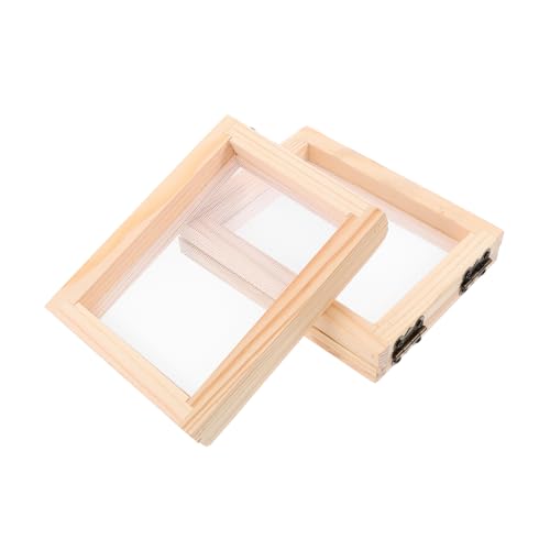 TEHAUX 2pcs Wooden Paper Making Screen Frame Kit Handmade Paper Frame for DIY Artwork Small Screens for Papermaking Multi-use Decorative Frame