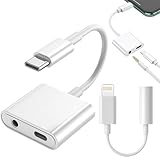 USB C Auf Klinke mit 3.5 mm Kopfhörer Aux Adapter, 2 in 1 Laden PD 60W, Lightning to Jack Adapter, iPhone Aux Adapter,3.5 mm Headphone Adapter, für iPhone15/16/Pro Max/Pad, Samsung Galaxy S25,Hua wei
