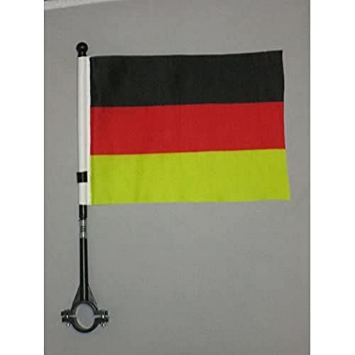 AZ FLAG - Germany Bike Flag 4'' x 6'' - German Bicycle Flag 100% Polyester 21 x 14 cm - Mini Banner with 12'' Black Plastic Pole
