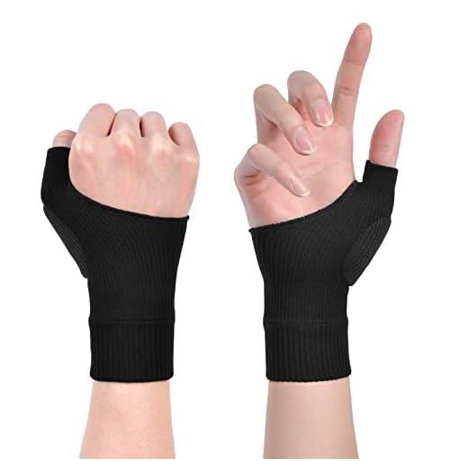ACWOO Guantes De Compresión Para Artritis, 1 Pareja Guantes De Apoyo Del Pulgar Transpirables Con Almohadillas De Gel, Para Soporte De Muñeca Y Tendinitis(Nero S)